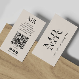 Elegantes Modernes Beiges Monogramm Social-Media-Q Visitenkarte