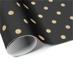 Elegantes, modernes Black Gold Polka Dots Muster Geschenkpapier