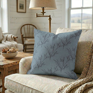 Elegantes modernes Blattmuster auf Babyblau Kissen