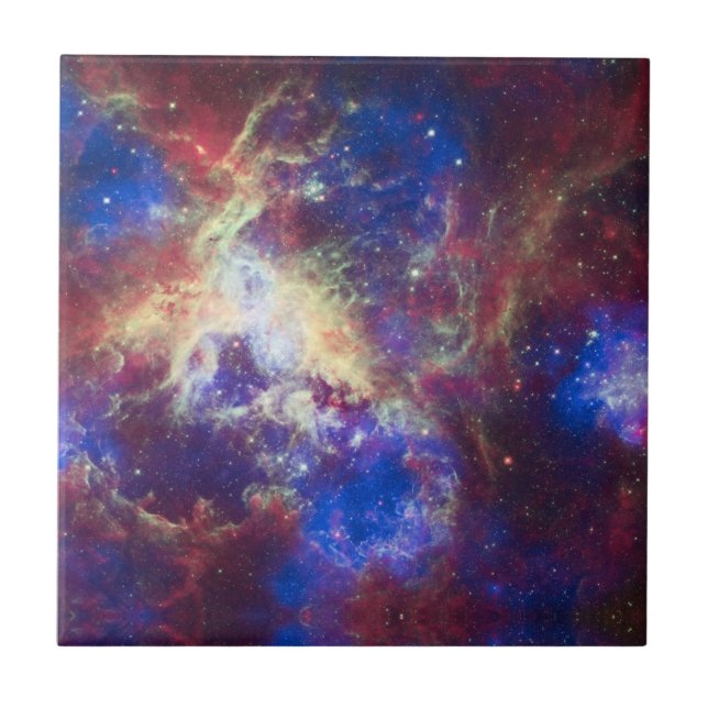 Elegantes, modernes Blue Black Space Landschaftsbi Fliese (Vorderseite)