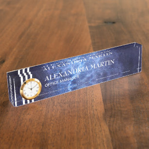 Elegantes, modernes Blue Desk Name Plate Namensplakette
