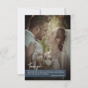 Elegantes, modernes Blue-Foto-Banner Hochzeit Dankeskarte