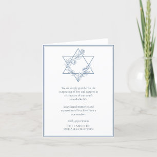 Elegantes modernes Blue Jewish Star Beileid Dankeskarte