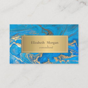 Elegantes, modernes Blue Marble Gold Visitenkarte