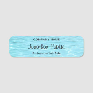 Elegantes, modernes Blue Water Handwriting Script Namensschild