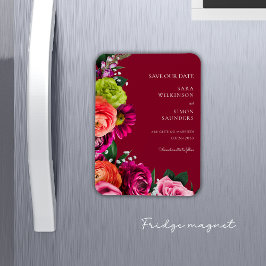 elegantes, modernes Blumenburgund Save the Date Magnet