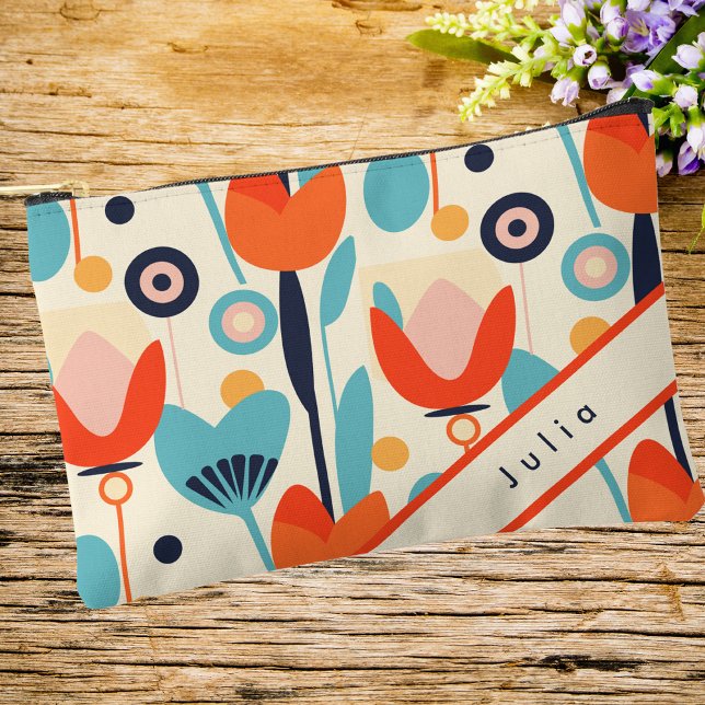 Elegantes, modernes Blumenmuster Zubehörtasche (Von Creator hochgeladen)