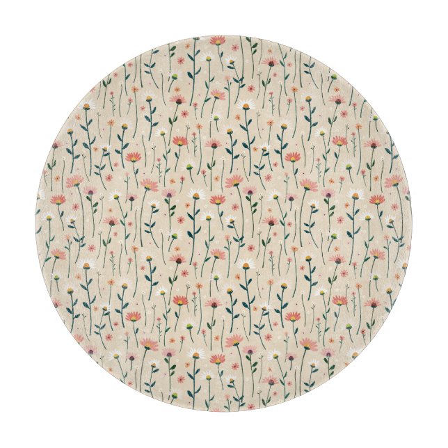 Elegantes modernes Boho Chic Wildblume Cutting Boa Schneidebrett (Vorderseite)