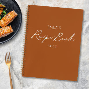 Elegantes modernes braunes einfaches Rezeptskript Notizbuch