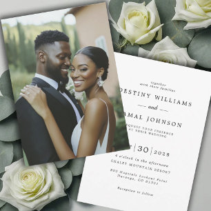 Elegantes modernes Brautpaar-Foto Hochzeit Einladung
