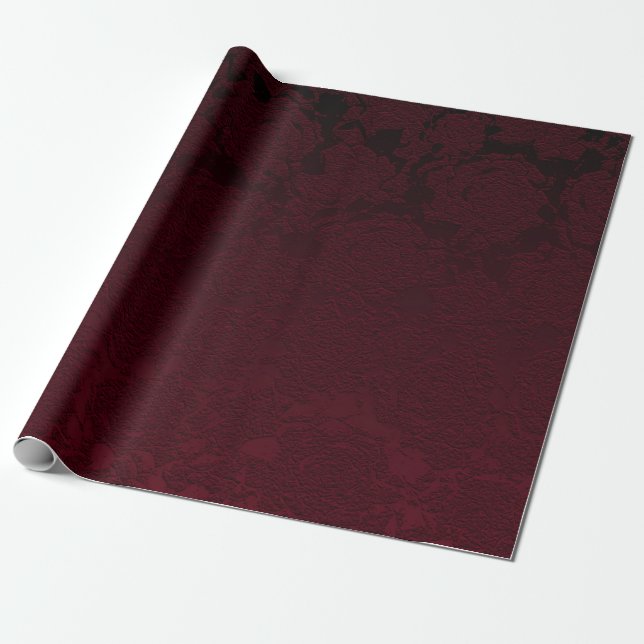 Elegantes modernes burgunderrotes Blumenmuster Geschenkpapier (Ungerollt)