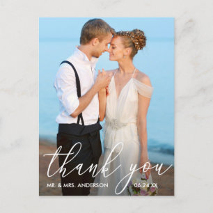 Elegantes modernes Calligrafy Foto Wedding Vielen  Postkarte