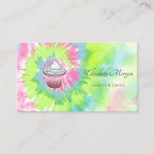 Elegantes Modernes, Chic Cupcake Tie Dye Visitenkarte