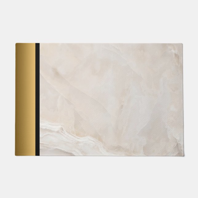 Elegantes, modernes Cream Gold Marmormuster Fußmatte (Vorderseite)