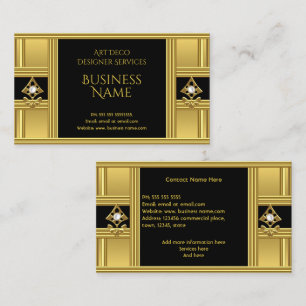 Elegantes modernes Deco Gold Schwarz Perle 2 Visitenkarte