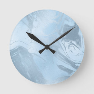 Elegantes, modernes Design aus Babyblau Runde Wanduhr
