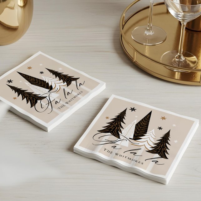 Elegantes modernes Design Fa La Evergreen Serviette (Elegant Modern Fa La La Evergreen Christmas Design Napkins)