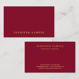 Elegantes modernes Design Goldtext Burgunderrot Visitenkarte