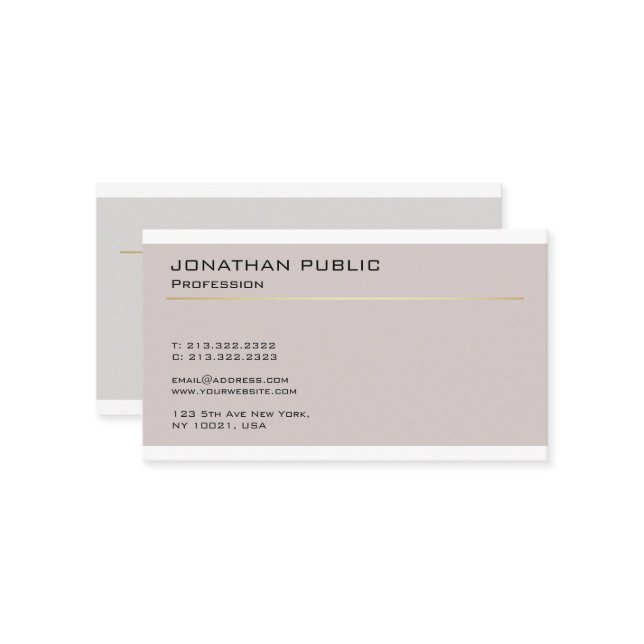 Elegantes modernes Design Minimalistischer Schlich Visitenkarte (Vorderseite/Rückseite Beispiel)