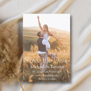 elegantes, modernes Drehbuch Boho Pärchen Foto Save The Date