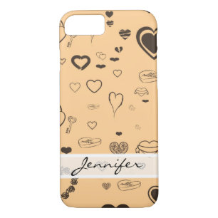 Elegantes modernes dunkles graues Herzmuster Case-Mate iPhone Hülle