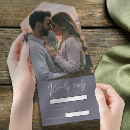 Elegantes modernes düsteres graues Hochzeitsfest-F All In One Einladung