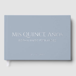 Elegantes, modernes Dusty Blue Foto Quinceañera Gästebuch