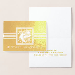 Elegantes modernes Eislaufen Geburtstag Gold Folienkarte