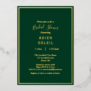 Elegantes modernes Emerald Green Gold-Brautparty Folieneinladung