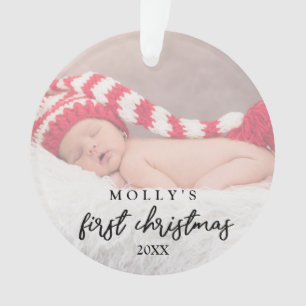 Elegantes, modernes erstes Weihnachtsbaby-Foto Ornament