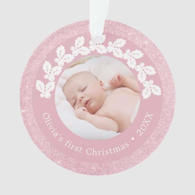 Elegantes, modernes, erstklassiges Weihnachtsbaby- Ornament (Vorderseite)