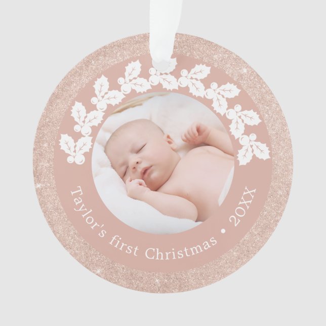 Elegantes, modernes, erstklassiges Weihnachtsbaby- Ornament (Vorderseite)