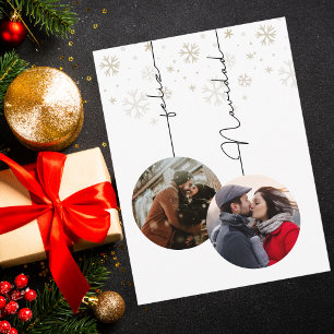 Elegantes Modernes Feliz Navidad Foto & Schneefloc Postkarte