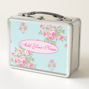 Elegantes modernes Floral Fügen Sie Ihren Text hin Metall Brotdose
