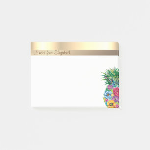 Elegantes modernes florales Ananas - Personalisier Post-it Klebezettel