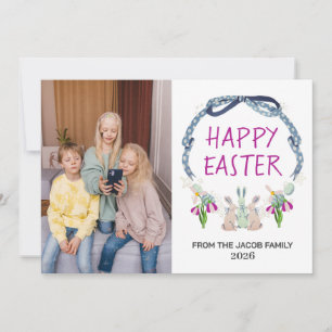 elegantes modernes florales Osterfoto einer Famili Feiertagskarte