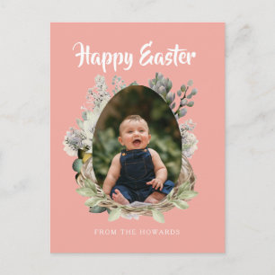 Elegantes modernes florales Ostern Frohe Ostern Feiertagspostkarte