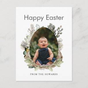 Elegantes modernes florales Ostern   Frohe Ostern  Feiertagspostkarte
