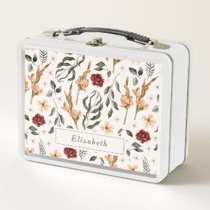 Elegantes modernes florales Personalisiertes Metall Brotdose
