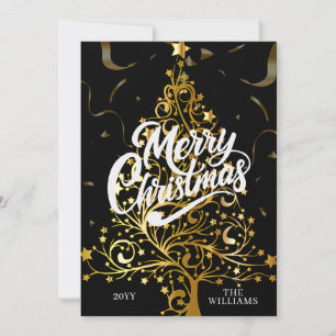 Elegantes Modernes Foto Evergreen Frohe Weihnachte Feiertagskarte