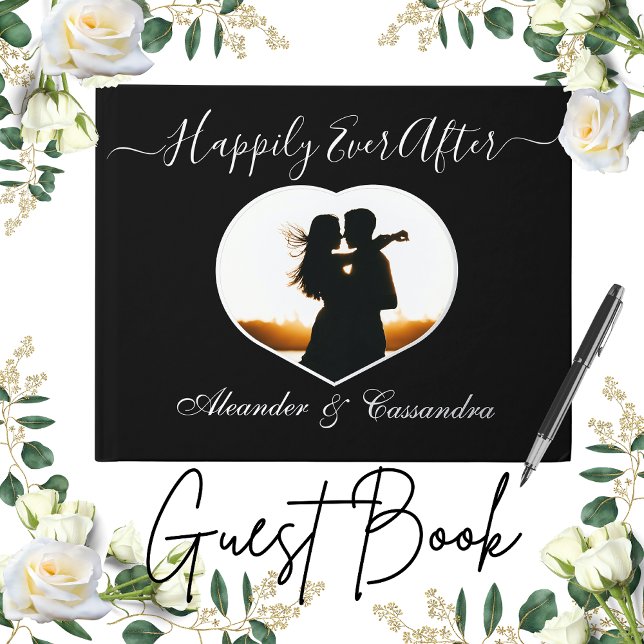 Elegantes Modernes Foto Gold Silberne Rose Hochzei Gästebuch (Von Creator hochgeladen)