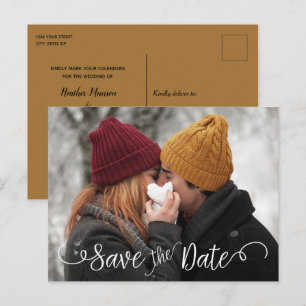 Elegantes modernes Foto Hochzeit Weiß Save the Dat Ankündigungspostkarte
