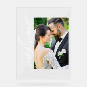 Elegantes modernes Foto Hochzeit Willkommen Acrylschild