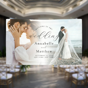 Elegantes modernes Foto Hochzeit Willkommen Banner