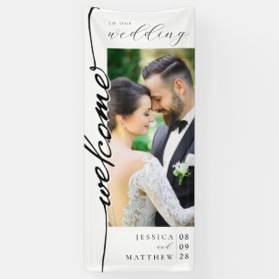 Elegantes modernes Foto Hochzeit Willkommen Banner