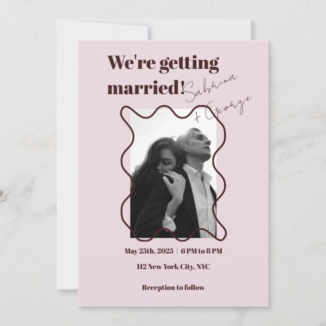 Elegantes, modernes Foto in einer Hochzeit Einladung (Vorderseite)