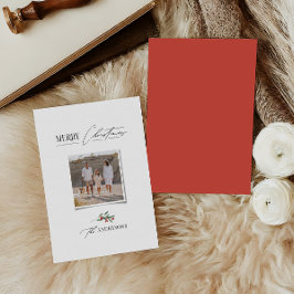 Elegantes, modernes Foto mit rotem Bug Feiertagskarte