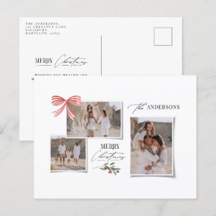 Elegantes, modernes Foto mit rotem Bug Feiertagspostkarte