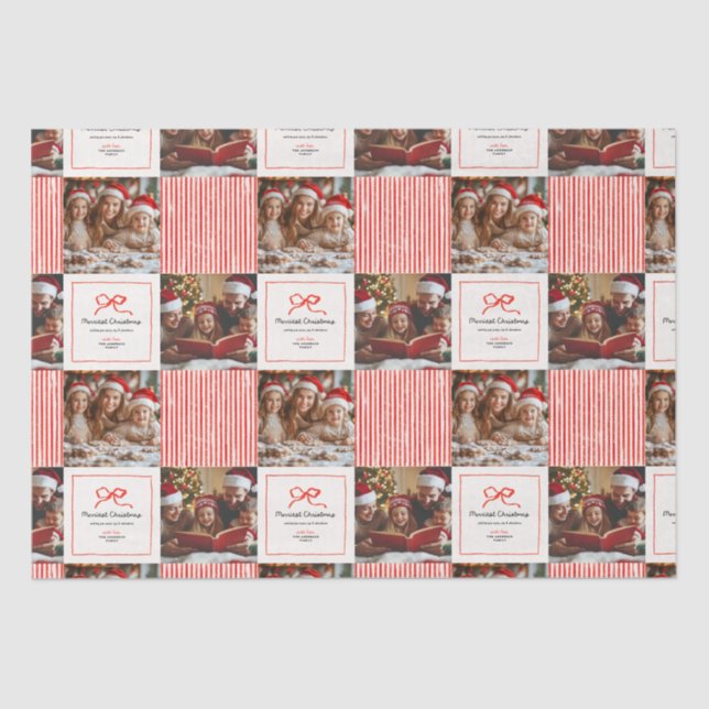 Elegantes modernes Foto mit rotem Bug Weihnachten Seidenpapier (Vorderseite)