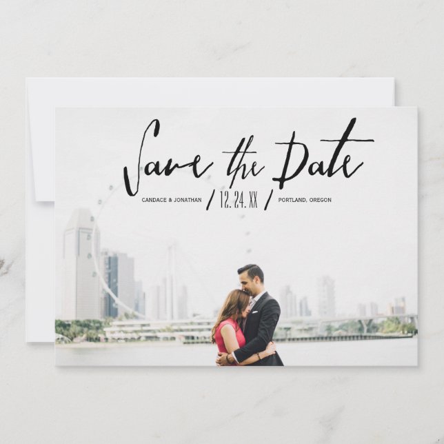 Elegantes modernes Foto Save the Date (Vorderseite)